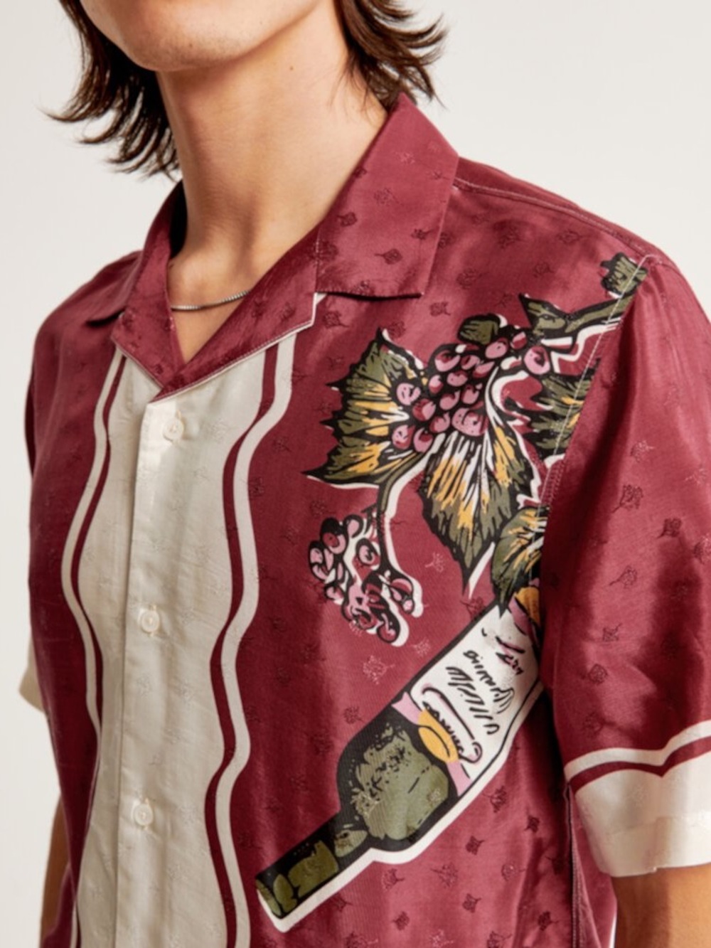 Abercrombie and Fitch Viscose(silk like) button up Wine Shirt men’s size small - Picture 9 of 10